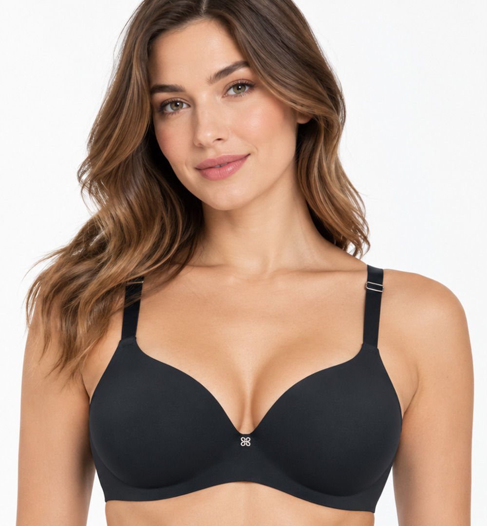 Honeylove Cloud Embrace Wireless T-Shirt Bra Black Molded Cups 38D Comfort EUC
